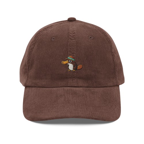 Relaxed Platypus Embroidered Vintage Corduroy Cap | Unique Animal Hat - Picture 4 of 6