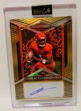 MALIK CUNNINGHAM #10 /50 GOLD AUTO FOOTBALL WILD CARD ALUMINATION 2023
