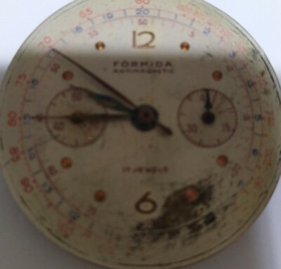 Landeron Chrono Uhrwerk mit Formida Zifferblatt 17 Rubine antimagnetisch Vintage
