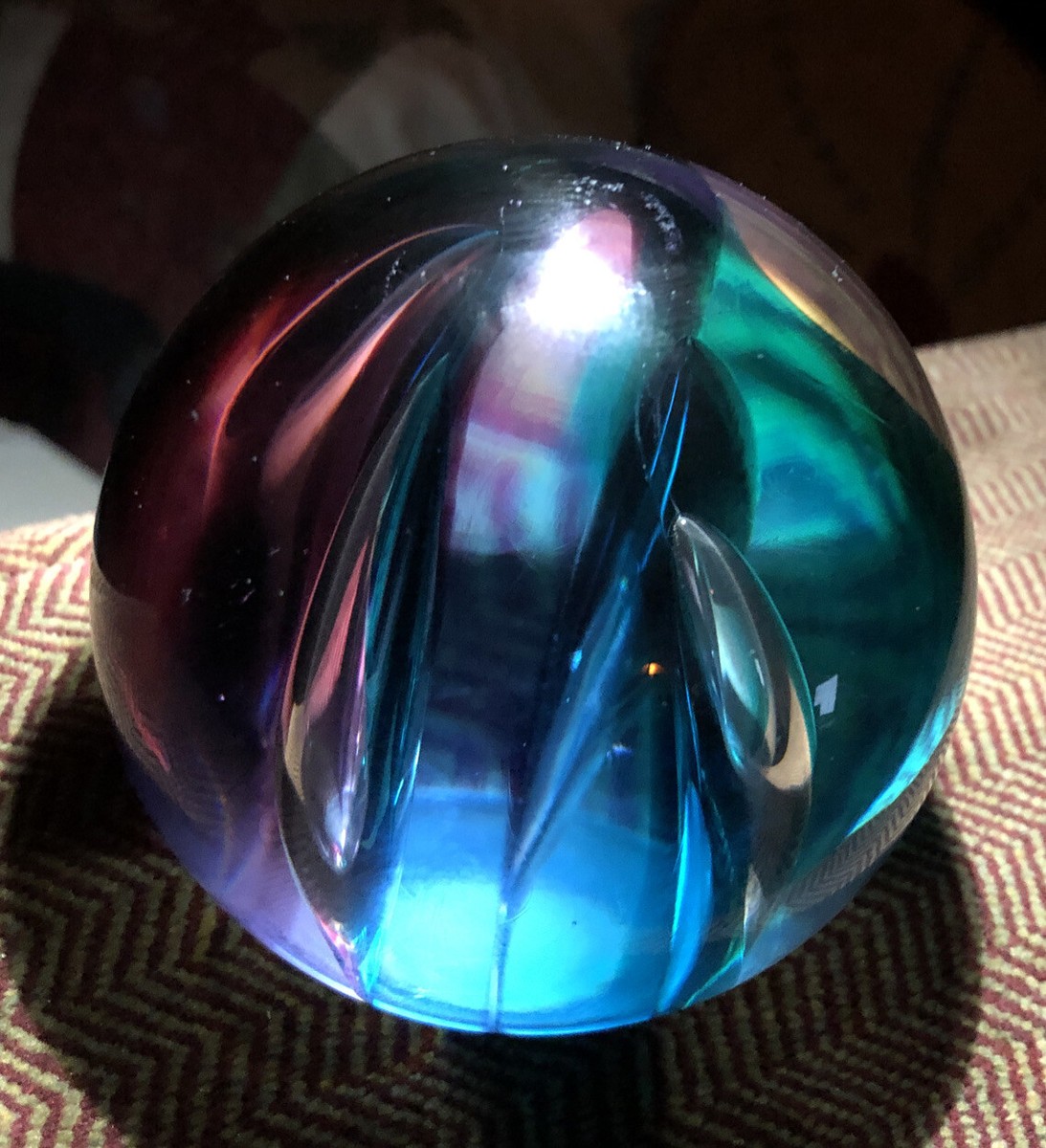 Vintage Caithness SCIMITAR Scotland Signed Blue Art Glass