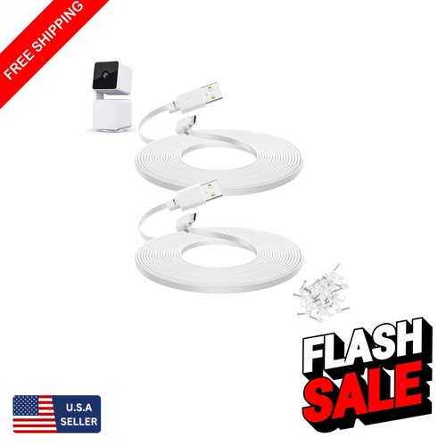 2-Pack 30 ft Extension Cable for WYZE Cam Pan V3 with Easy Install Power Adapter