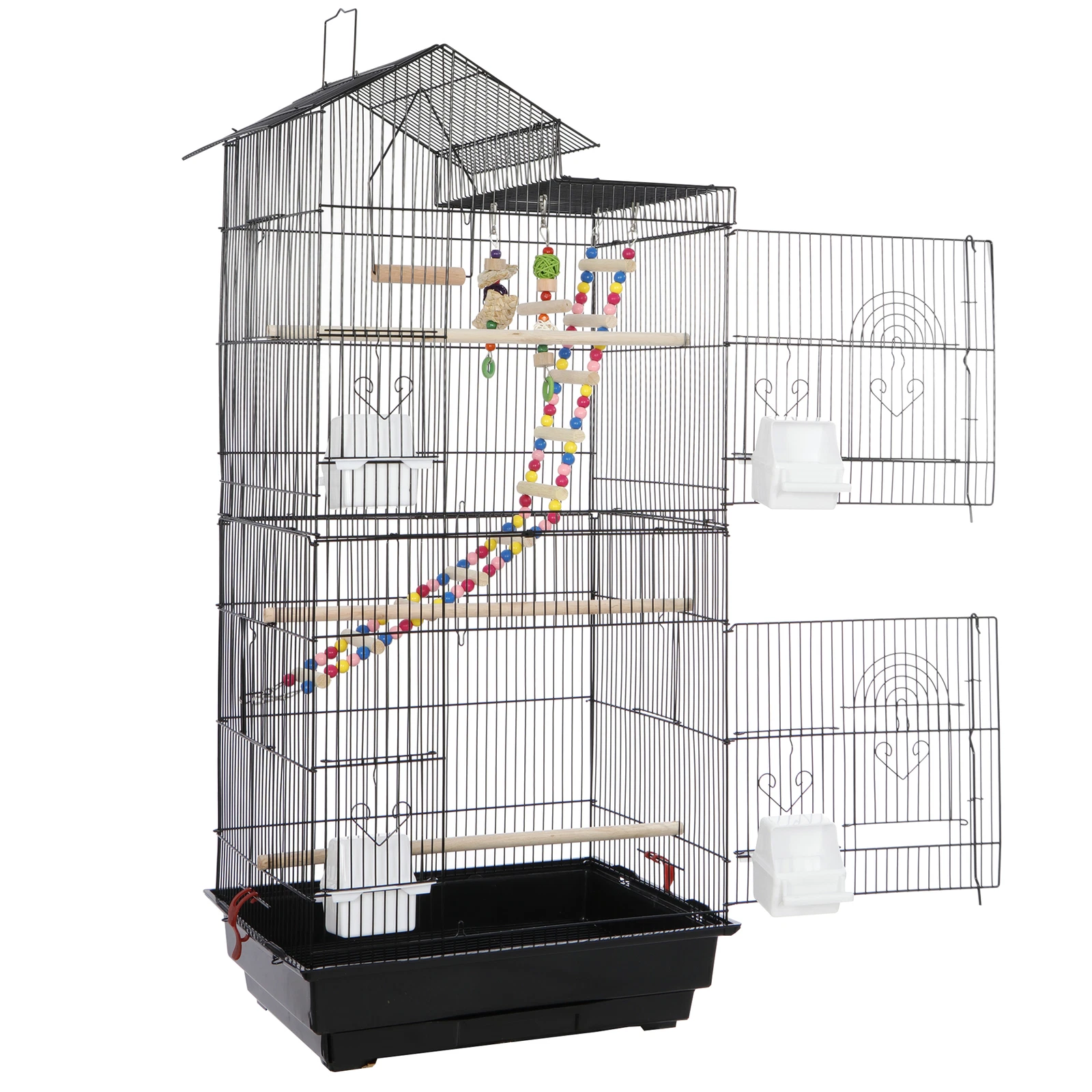 39-inch Roof Top Large Flight Parrot Bird Cage for Small Quaker Parrot Cockatiel