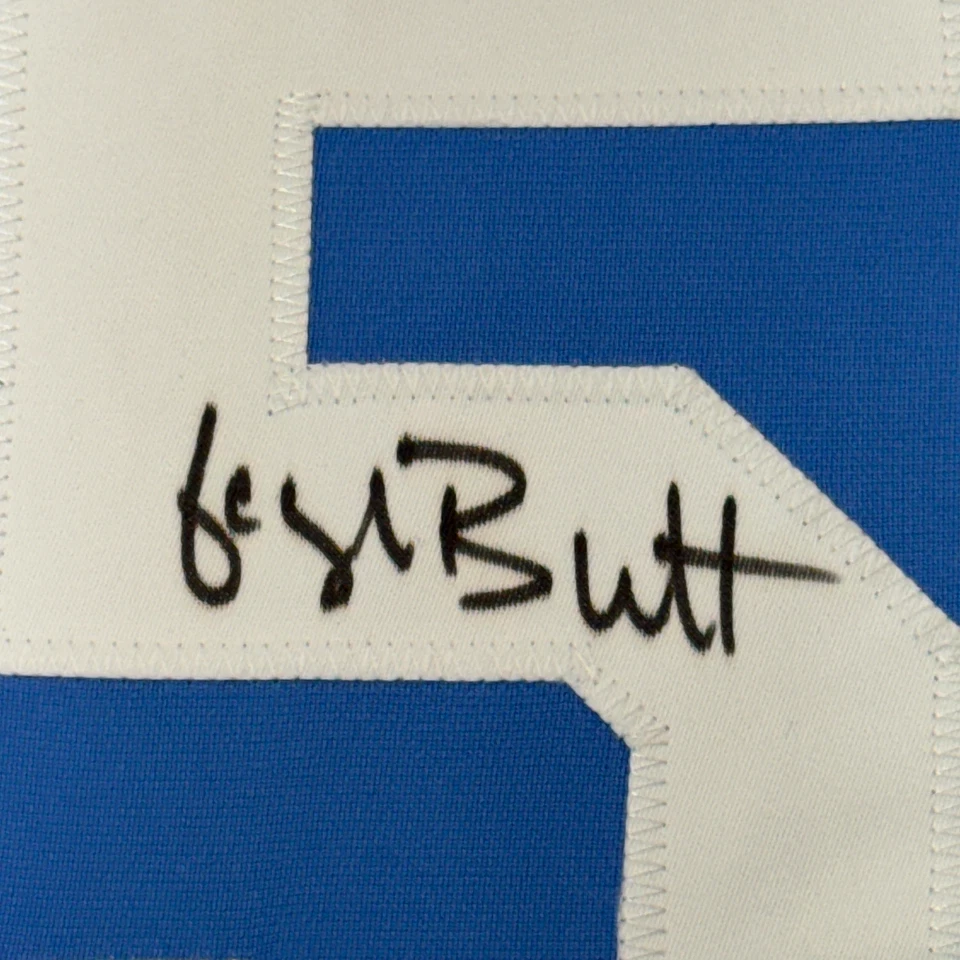 Camiseta deportiva enmarcada autografiada/firmada George Brett 35x39 Kansas City azul certificado de autenticidad JSA Foto 2 de 2