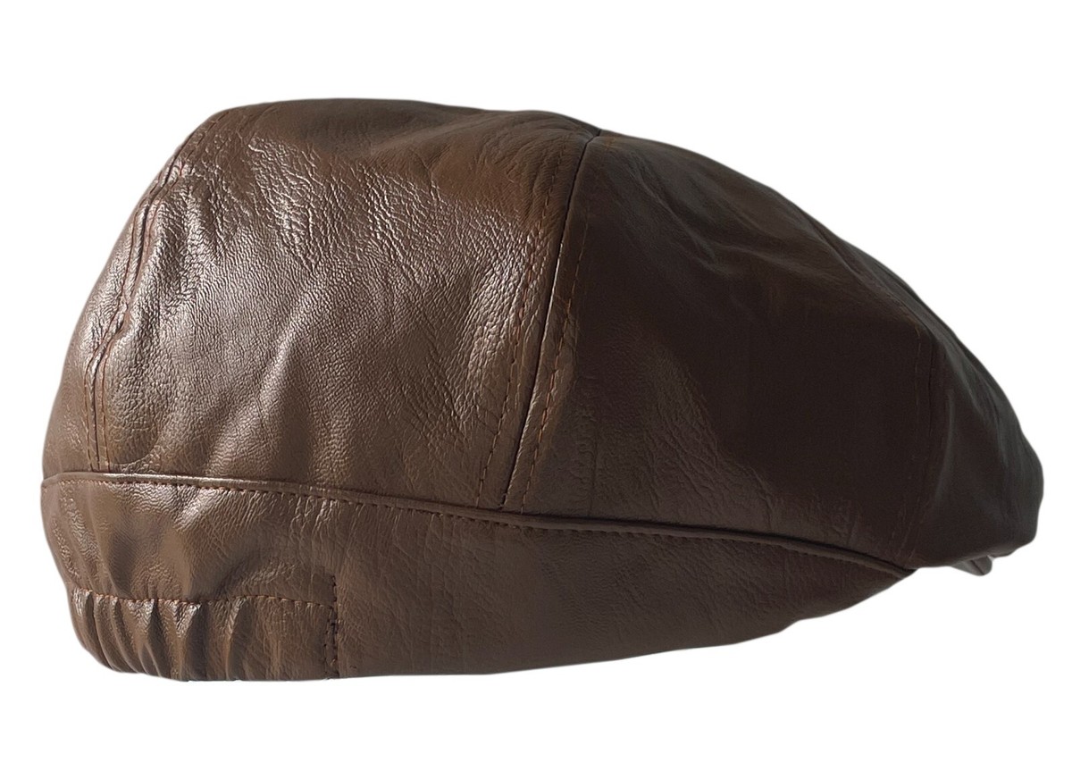 Janessa Leone Brown Leather Baker Boy Cap Janessa Leone Brown Leather Mattie Hat - Brown Hats  main image 2