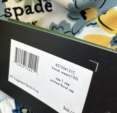 Kate Spade Baseball Hat Cap White French Cream Floral NEW  display picture 1