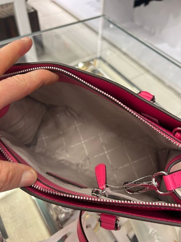 Michael Kors Pink MK Signature Sheila Medium Bag Satchel Purse Handbag Messenger - Picture 15 of 18