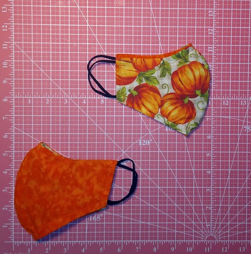 Pumpkin with Check REVERSIBLE Orange Mask Multi Sizes - Picture 2 of 5