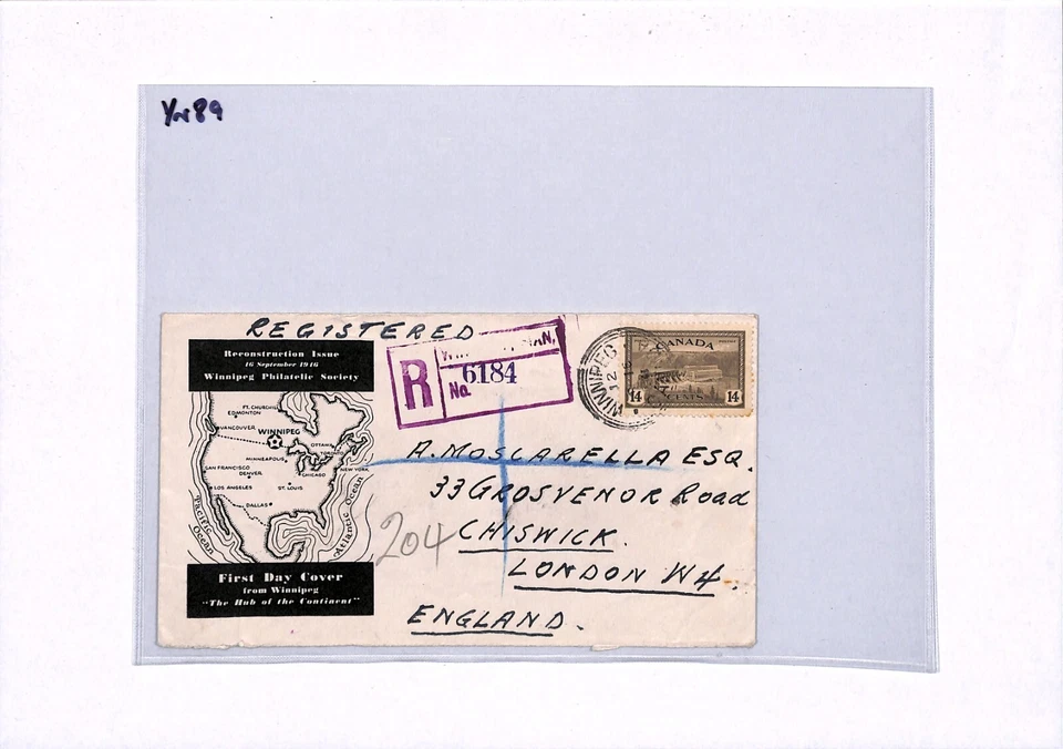 CANADA 1946 FDC Re-Construction 14c ILLUSTRATED Winnipeg First Day Cover YN89 - Image 3 of 4