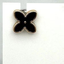 Black Gold Flower Design Lapel Pin Back Costume Jewelry Collar Classic
