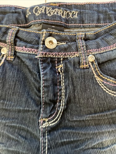 Z Cavaricci Girls Size 16 Blue Distressed Dark Wash Denim Long Shorts - Picture 7 of 12