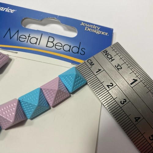 Darice Metal Beads Pastel Blue Pyramid Jewelry Craft Lamp Work Stud Light Pink - Picture 11 of 12