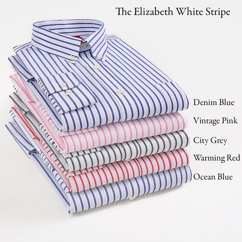 Mens Oxford Stripe Shirt Button Down Collar Office or Casual,Single Long Sleeve - Picture 5 of 100
