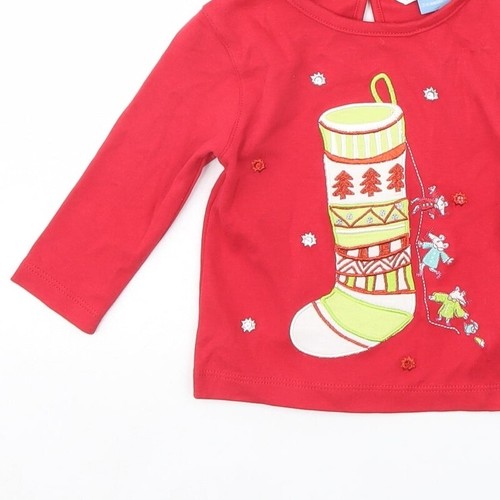 John Lewis Baby Red Cotton Blend T-Shirt Size 3-6 Months christmas - Picture 12 of 12