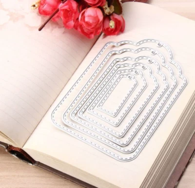 Nest of 6 pcs Tags Stitch Metal Cutting Dies Stencil Scrapbooking Embossing Card