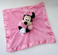 Disney Baby Minnie Mouse Pink Satin Edge Girl Security Blanket Lovey Rattle 13"