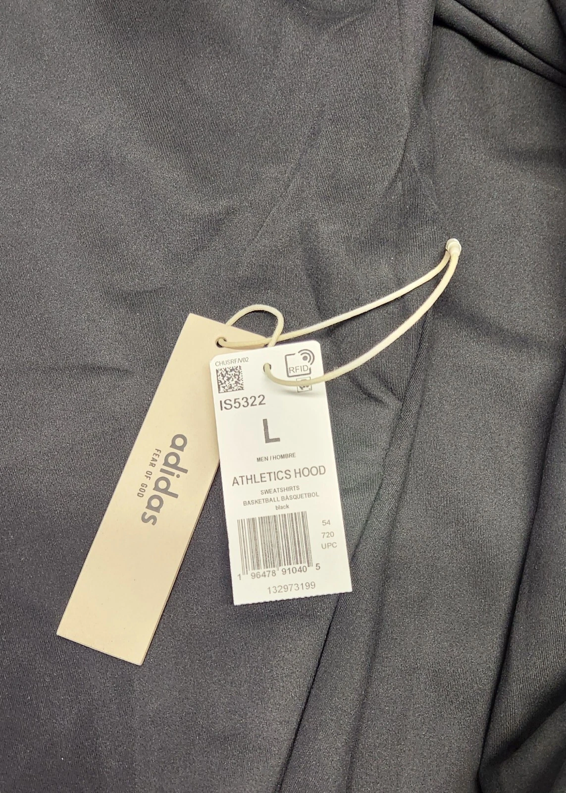 Felpa con cappuccio Adidas Fear of God Athletics Pelle scamosciata Nero Uomo Large IS5322