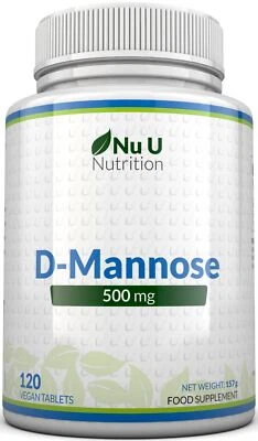 NU U NUTRITION D-Mannose 500mg – 120 Vegan Tablets – High Strength Pure Mannose Supplement