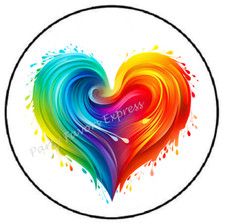 RAINBOW SWIRL HEART ENVELOPE SEALS LABELS STICKERS PARTY FAVORS