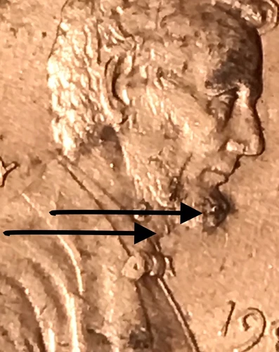1990 LINCOLN Memorial￼  Penny Face Die Chips￼ ￼ Mint Error￼￼