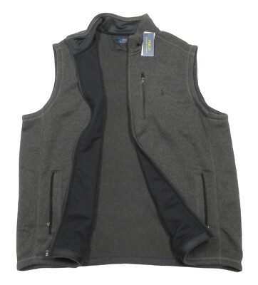 Polo Ralph Lauren Men's Grey Heather Fleece Full Zip Vest | eBay