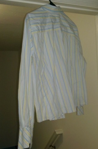 Villager Liz Claiborne Womens Shirt Top Blouse Size 18 Blue White Yellow Striped - Picture 3 of 3