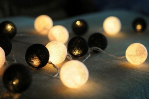 Black White 5cm Ball String Night LED Light Room Party Outdoor Event BATT PWR - Picture 4 of 6