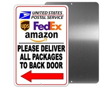 Deliver Packages Back Door Arrow Left Sign Decal Delivery / Magnetic Sign I134