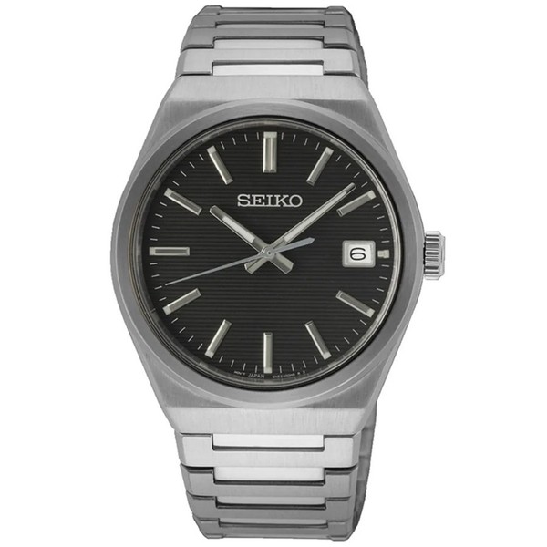 Seiko SUR557P1 Herrenarmbanduhr Quarz Edelstahl Saphirglas Analog Grau Schwarz-image