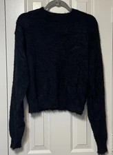 FeverCity Women’s Black Fuzzy Holiday Sweater Small Soft Cozy Winter Pullover