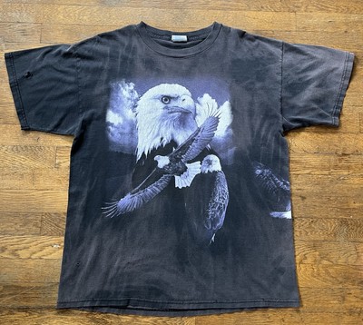 Vintage 90 s Tultex AOP Flying Eagle T-Shirt Faded Distressed Adult XL