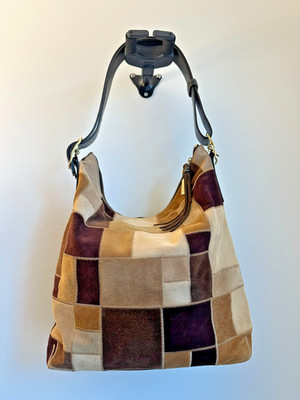 RARE Coach Vintage Y2K Suede Patchwork Hobo Bag in Brown with Brass Hardware