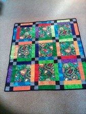 New Handmade Crib Quilt 40x44 Jungle print in Bright Colors