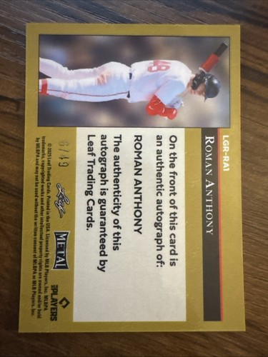 2025 Leaf Metal ROMAN ANTHONY Refractor AUTO 06/49 Boston BOSTON RED SOX Rookie - Picture 4 of 4