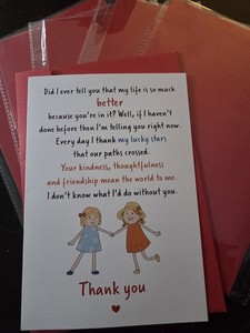 10 Thank You Cards with Envelopes for Friend Friendship. Blank Inside Card NEW
