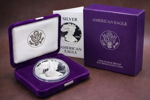 1986-S USA 1 OZ .999 American Proof Silver Eagle First Year Issue OGP Box COA