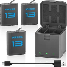 3 GoPro Batteries 1800mAh & USB Fast Charger for GoPro Hero 8/7/6/5 Black