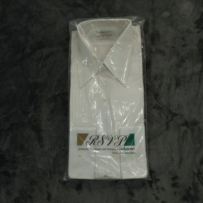 Vintage Arrow RSVP Shirt Mens 16.5 32 33 White Tuxedo Pleated 70s