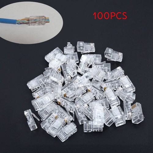 100Pcs-Network Modulaire Prise 8P8C CAT5e Câble Connecteur Fin Pass Par