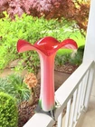 Vintage Murano Style Jack In The Pulpit Art Glass Vase Red Pink Green 14.5”