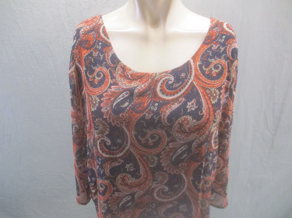 Top forrado manga 3/4 cuello redondo cachemir multicolor talla S Final Touch para mujer 465 Foto 2 de 4