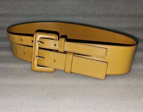 Hobo Mustard Leather Ladies Belt 2.5 in. Wide Size Small Double Buckle