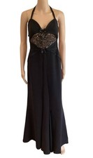 VALENTINO VINTAGE 2000's HALTER SHEER EMBELLISHED SILK GOWN SZ SMALL