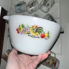 1950's Anchor Hocking Fire King Chanticleer Rooster Country Kitchen Mixing Bowl