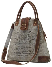 Myra Bag Upcycled Gerster Shoulder Bag - Measures 16 inches wide by 15 inches...