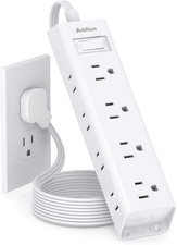 Flat Plug Power Strip, Ultra Thin Flat Extension Cord - 12 Widely AC 3 Sides Mu