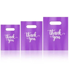 200 Pcs Thank You Plastic Bags with Handles Die Cut Shopping Merchandise Bulk
