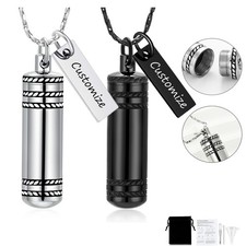 Memorial Cremation Necklace for Ashes Cylinder Urns Locket Pendant Ashes Holder