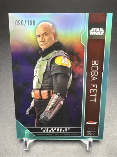2023 TOPPS FINEST STAR WARS AQUA REFRACTOR BOBA FETT #90/199