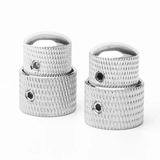 2PCS Dual Knurled Concentric Knobs Tuning Control,Tone Volume Knobs Chrome 