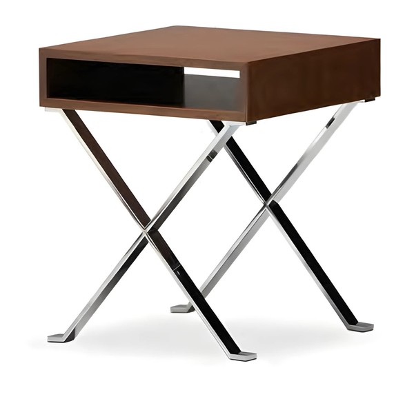 Beistelltisch Aus Holz Und Metall In Braun Modern Eleganter Stil-image